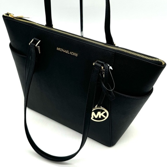 Michael Kors Large Charlotte TZ Tote Bag Black/Gold - Picture 8 of 11